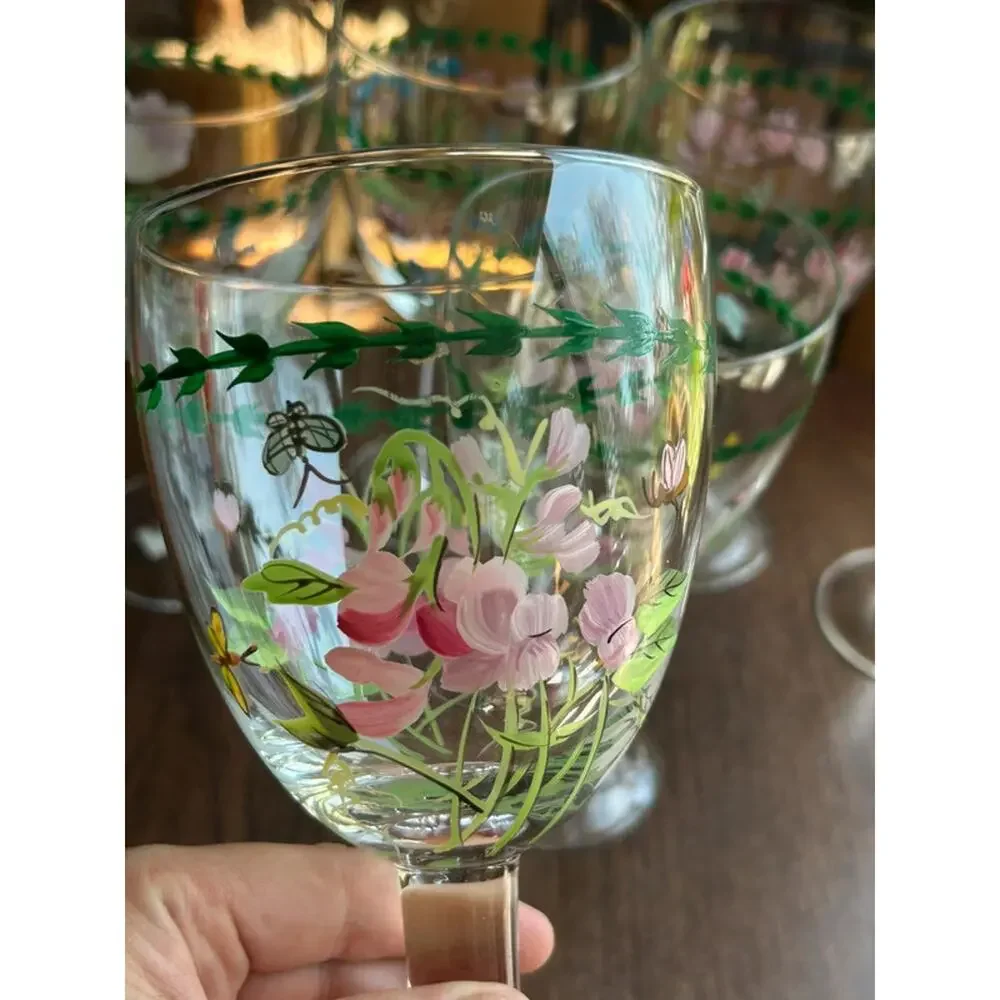 5 Portmeirion Botanic Garden Rhododendron hand painted 16 oz goblet 8